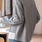 Layered Look Mixed Material Round Neck Sweatshirt - liwisi