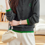 Casual Versatile Color-Block Knitted Cardigan