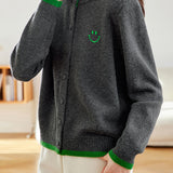 Casual Versatile Color-Block Knitted Cardigan
