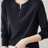 Casual Versatile Regular-Shoulder Long-Sleeve T-Shirt