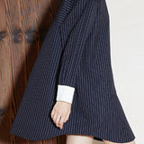 Temperament Retro Shirt-Collar Striped Dress