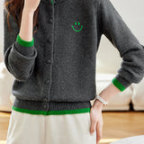 Casual Versatile Color-Block Knitted Cardigan