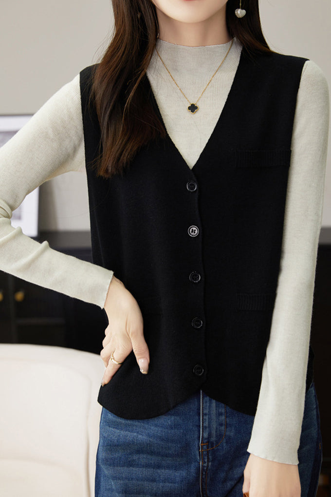 Sleeveless cardigan waistcoat - liwisi