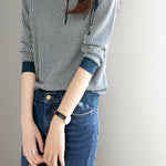 Round Neck Slit Opening Check Knit - 2 Colors Available - liwisi