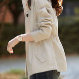 Simple lapel trench coat - liwisi