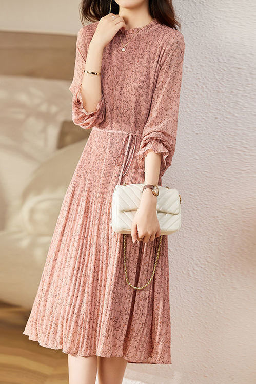 Early Autumn Floral Long-Sleeve Elegant Dress - liwisi