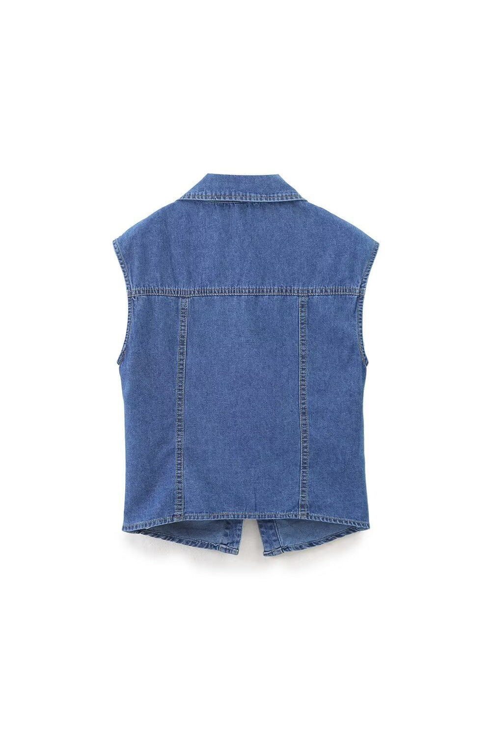 Skipper Collar Gathered Denim Gilet - liwisi