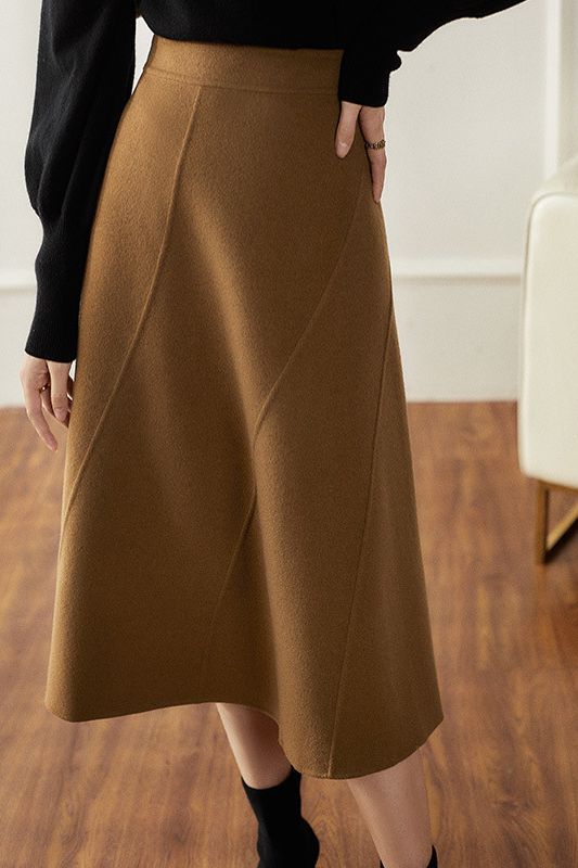 Elegant Versatile High-Waisted Reversible Wool Skirt - liwisi
