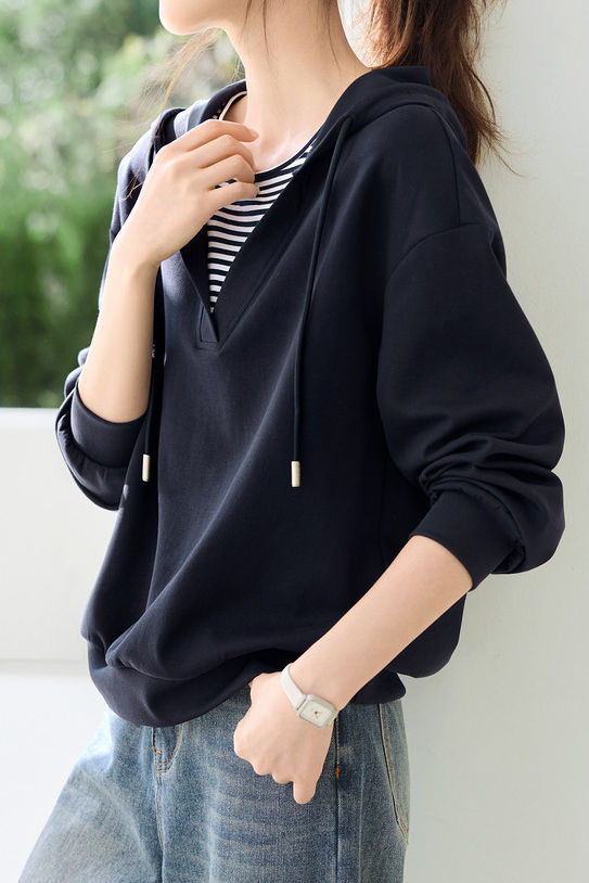 Casual Office Versatile Fake Two-Piece Sweatshirt - liwisi