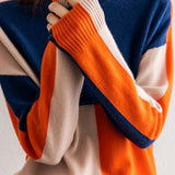 Round Neck Bi-Color Slit Knit - liwisi