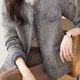 Elegant-Inspired Round Neck Fringe Decor Jacket with Lining - liwisi