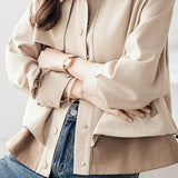 Shirt Collar Drop Shoulder Jacket - liwisi