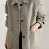 Simple Stand Collar Coat with Lining - 3 Colors Available - liwisi