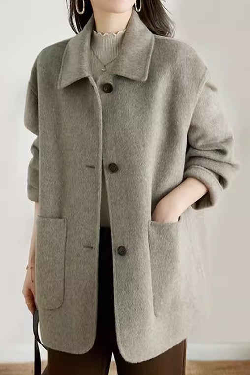 Simple Stand Collar Coat with Lining - 3 Colors Available - liwisi
