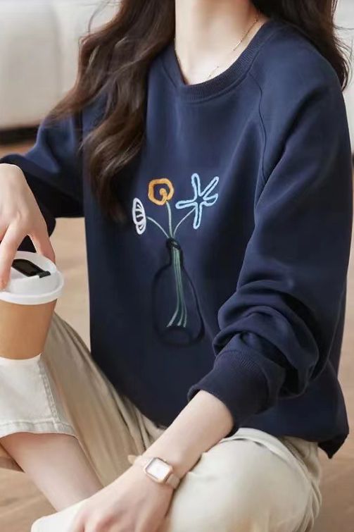 Exquisite Floral Pattern Long Sleeve Layering Hoodie - liwisi