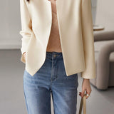 No-Collar Simple Layered Jacket with Lining - 2 Colors Available - liwisi