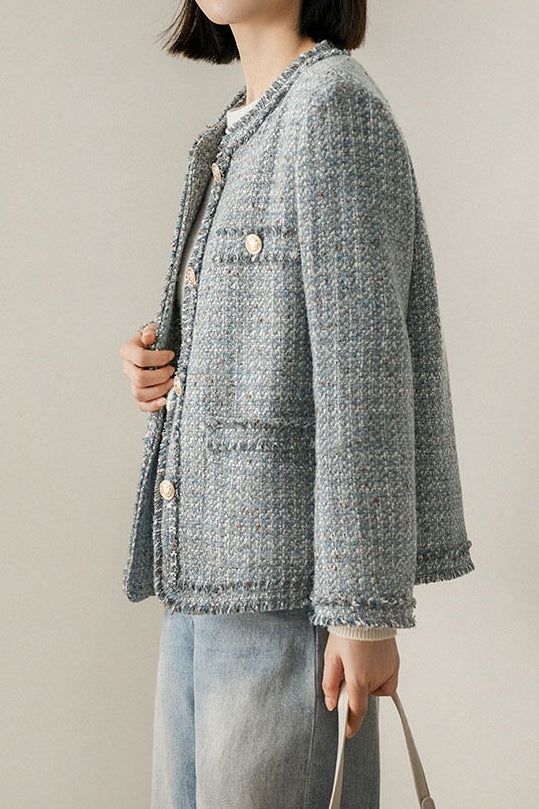 Elegant-Inspired No-Collar Jacket with Lining - liwisi