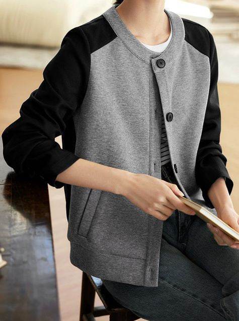 Loose Fit Color Block Spliced Cardigan - liwisi