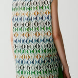 Side Slit Colorful Geometric Print Tank Top - liwisi
