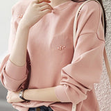 Plain Ginkgo Leaf Embroidered Beaded Sweatshirt - 2 Colors Available - liwisi
