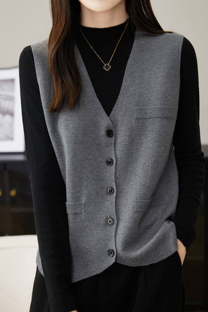 Sleeveless cardigan waistcoat - liwisi