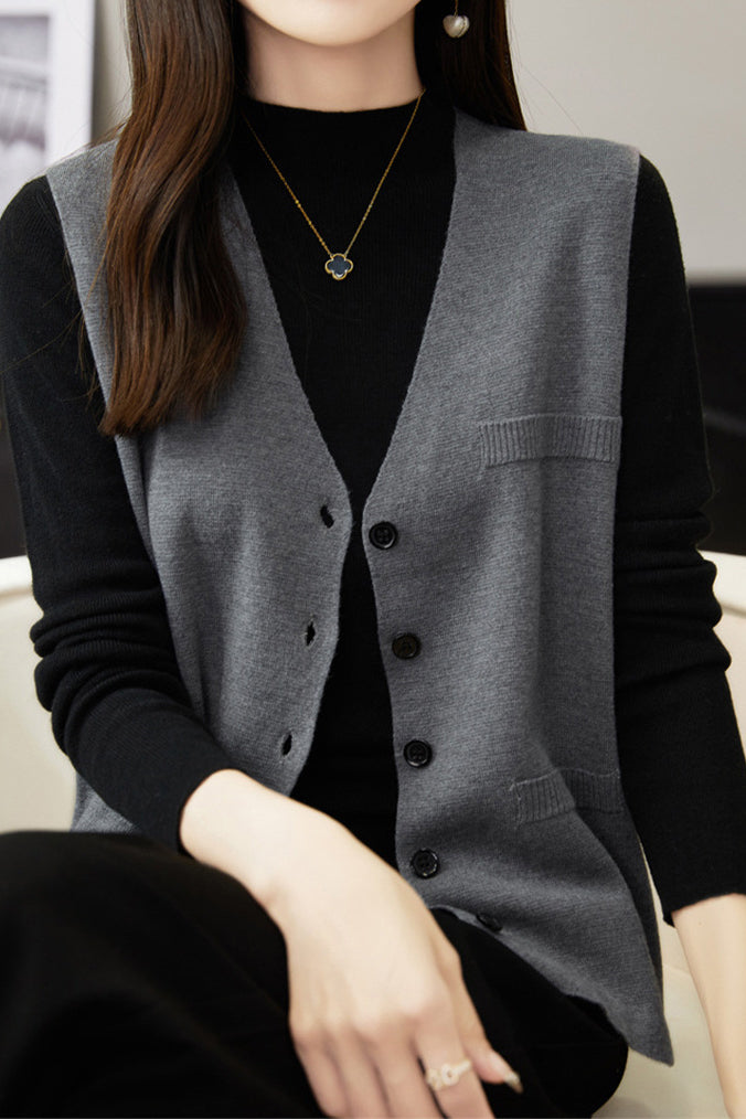 Sleeveless cardigan waistcoat - liwisi
