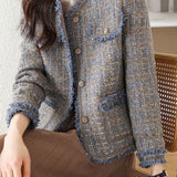 Elegant-Inspired Round Neck Fringe Decor Jacket with Lining - liwisi