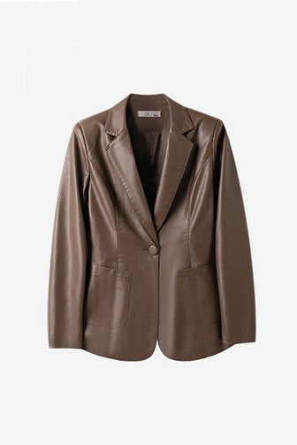 Montgomery Collar Leather Tailored Jacket - 2 Colors Available - liwisi