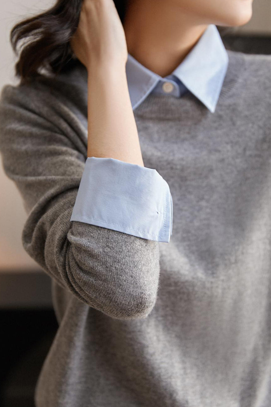Layered Look Casual Knit Shirt - 2 Colors Available - liwisi