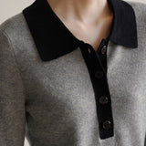 Bi-Color Basic Polo Collar Knit - liwisi