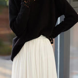 Ruffled Collar Open Knit Drop Shoulder Knit - 2 Colors Available - liwisi
