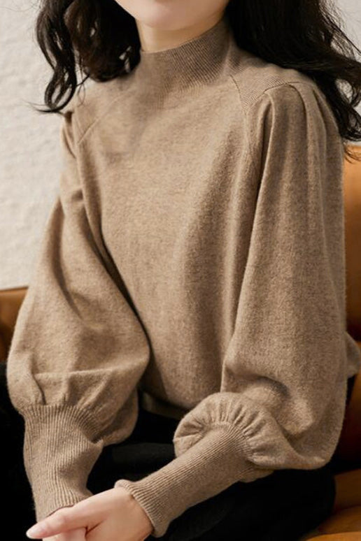 Versatile Solid Turtleneck Knit Top - liwisi