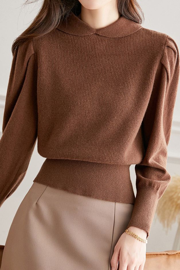 Fashionable doll-collar knitted sweater - liwisi