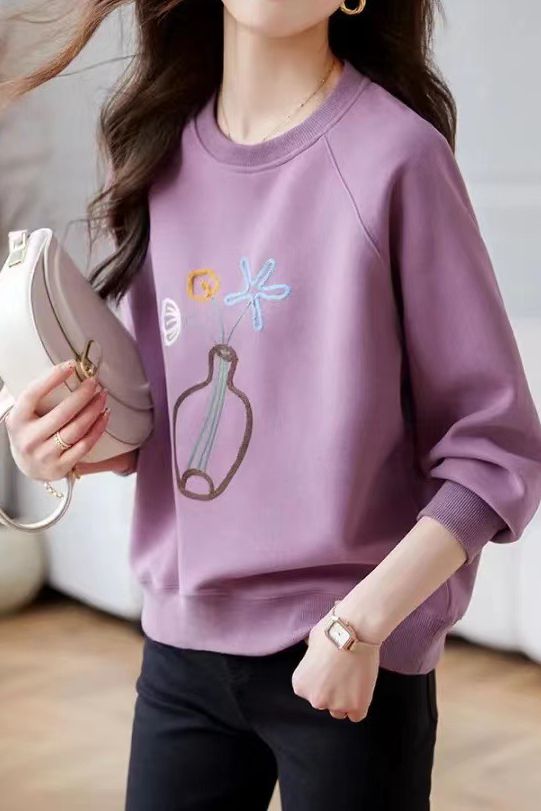 Exquisite Floral Pattern Long Sleeve Layering Hoodie - liwisi