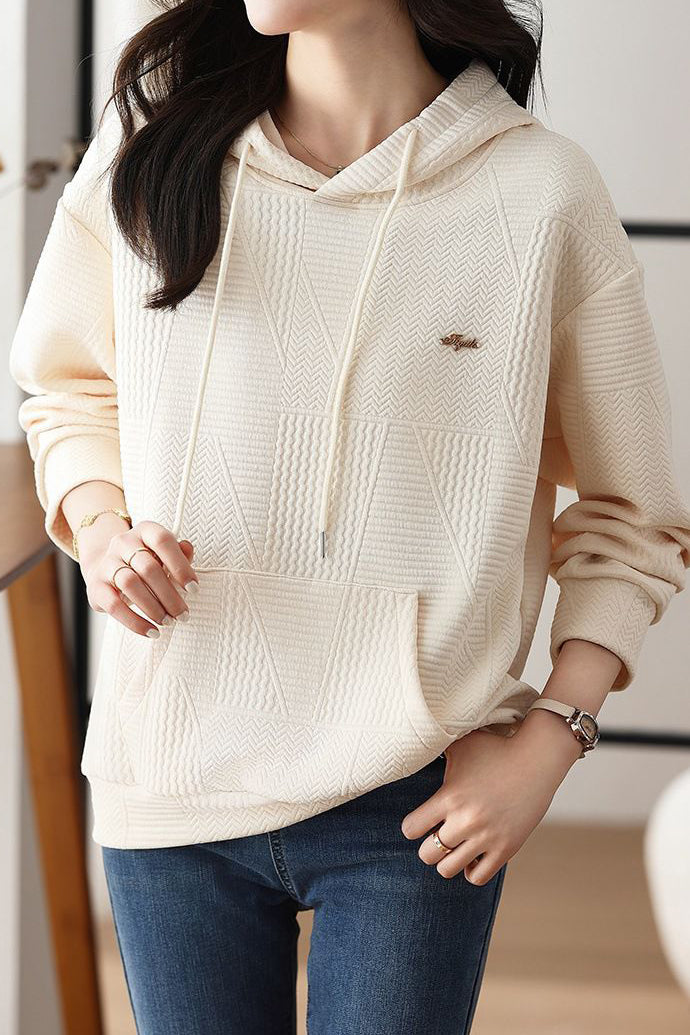 Drop Shoulder Hoodie with Logo Decoration - liwisi
