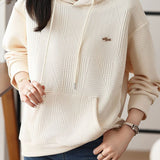 Drop Shoulder Hoodie with Logo Decoration - liwisi