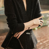 Right Front Opening Left Overlap Single Button Convertible V-Neck Cardigan - liwisi