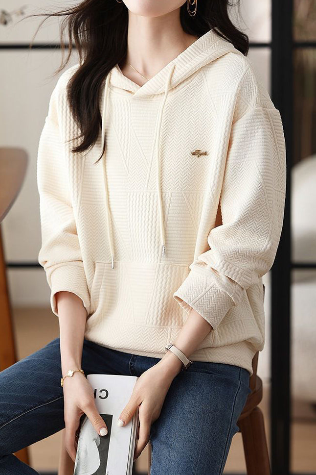 Drop Shoulder Hoodie with Logo Decoration - liwisi