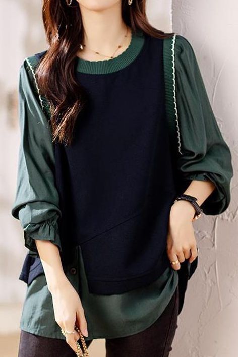 Irregular fake two tops - liwisi