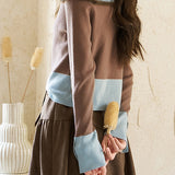 Casual Bottle Neck Bi-Color Knit - liwisi