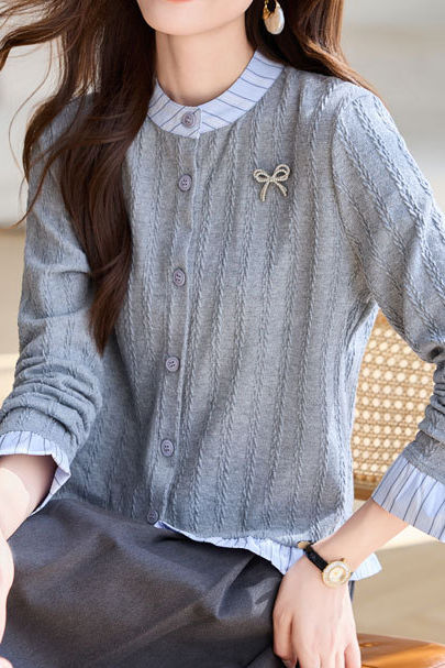 Early Autumn Striped Ruffled Knit Top - liwisi