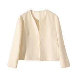 No-Collar Simple Layered Jacket with Lining - 2 Colors Available - liwisi