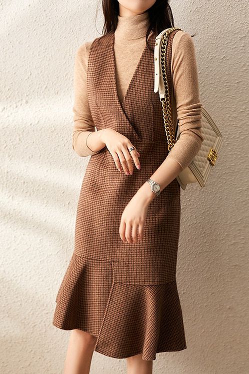 French Style Double-Faced Flared Midi Dress - liwisi