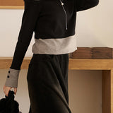 Casual Bottle Neck Bi-Color Knit - liwisi