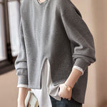 Layered Look Mixed Material Round Neck Sweatshirt - liwisi
