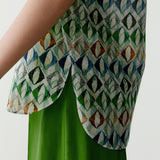 Side Slit Colorful Geometric Print Tank Top - liwisi