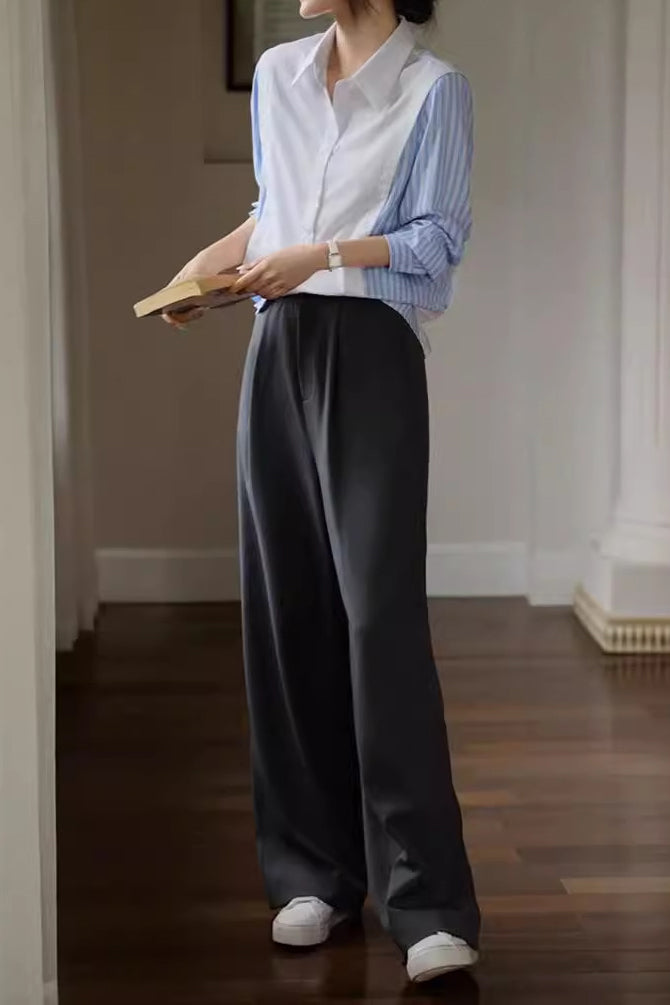 Layered Look Striped Sleeve Casual Shirt - liwisi