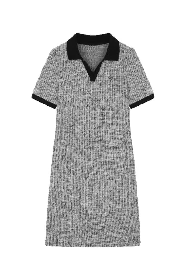 Skipper Collar Logo Embroidered Shift Dress - liwisi