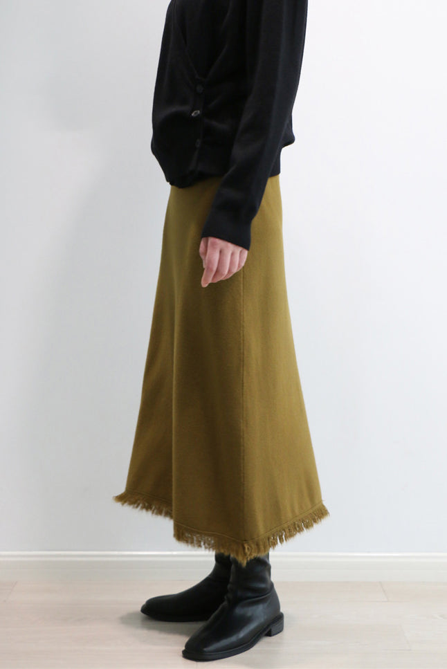 Aラインフリンジ装飾ロングニットスカート 6色入 - liwisi