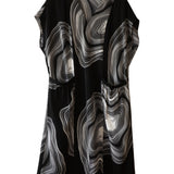 V-Neck Line Print Tie-Belted Dress - liwisi